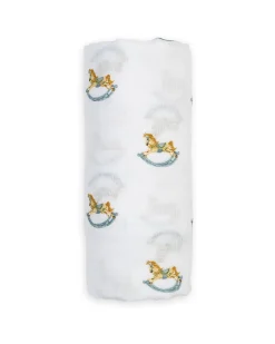 Copertina Swaddle 100x100 cm - Cavallo a Dondolo - 100% Mussola di Cotone