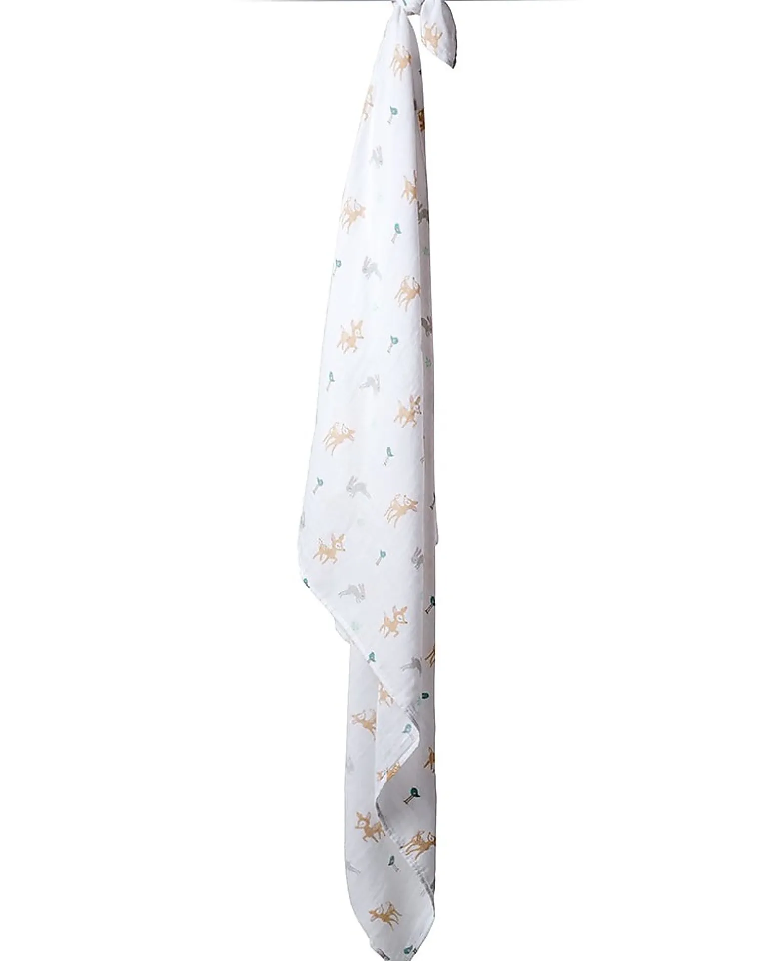 Copertina Swaddle 120 x 120 cm, Cerbiatti e Coniglietti - 100% mussola di cotone