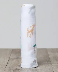 Copertina Swaddle 120 x 120 cm, Cerbiatti e Coniglietti - 100% mussola di cotone