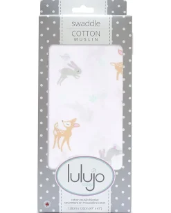 Copertina Swaddle 120 x 120 cm, Cerbiatti e Coniglietti - 100% mussola di cotone