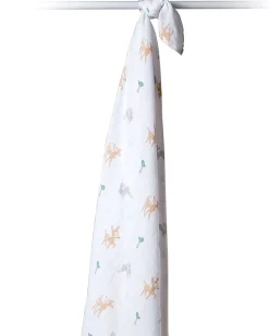 Copertina Swaddle 120 x 120 cm, Cerbiatti e Coniglietti - 100% mussola di cotone