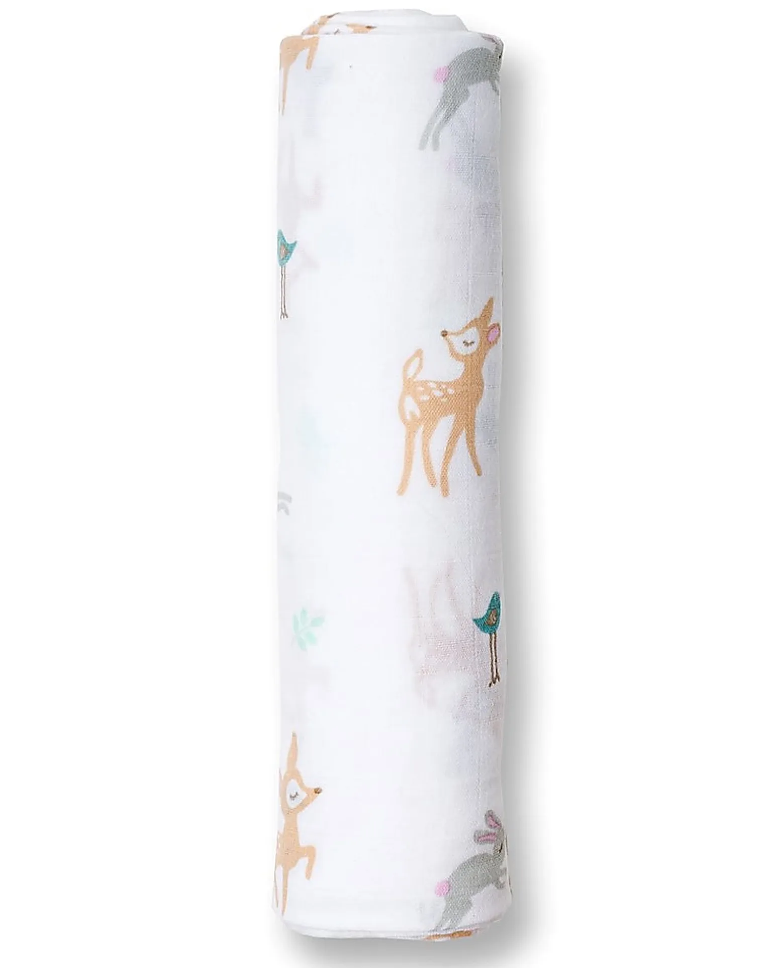 Copertina Swaddle 120 x 120 cm, Cerbiatti e Coniglietti - 100% mussola di cotone