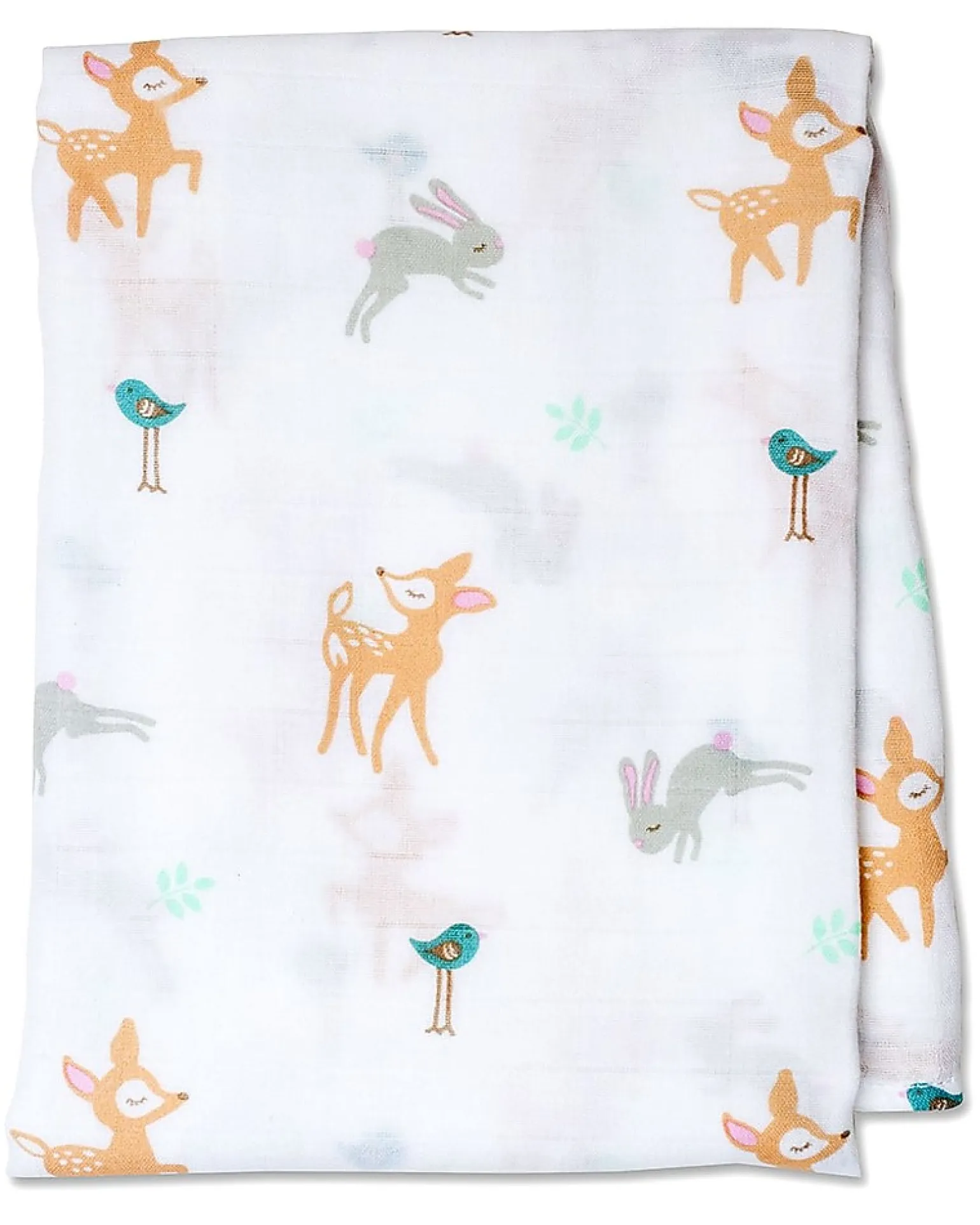 Copertina Swaddle 120 x 120 cm, Cerbiatti e Coniglietti - 100% mussola di cotone