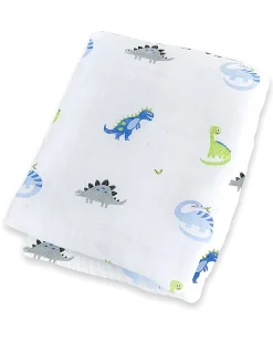 Copertina Swaddle 120 x 120 cm, Dinosauri -100% mussola di cotone