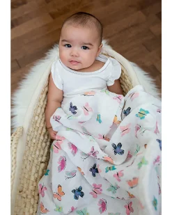Copertina Swaddle 120 x 120 cm, Farfalle - 100% mussola di cotone