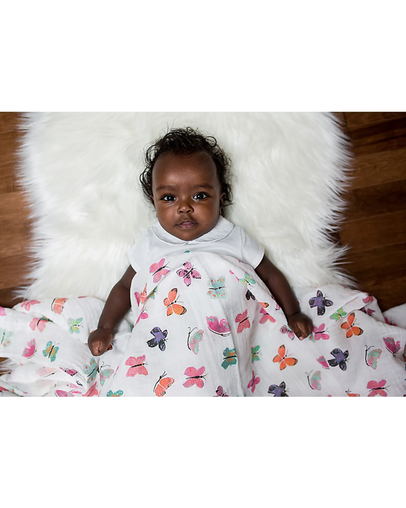 Copertina Swaddle 120 x 120 cm, Farfalle - 100% mussola di cotone