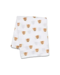 Copertina Swaddle 100x100 cm - Mucca Highlander - 100% Mussola di Cotone