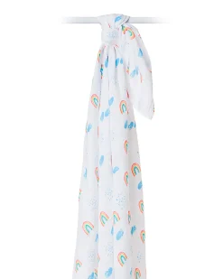 Copertina Swaddle 120 x 120 cm, Rainbow Sky - 100% mussola di cotone