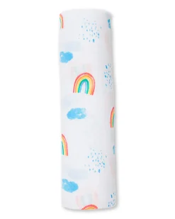 Copertina Swaddle 120 x 120 cm, Rainbow Sky - 100% mussola di cotone
