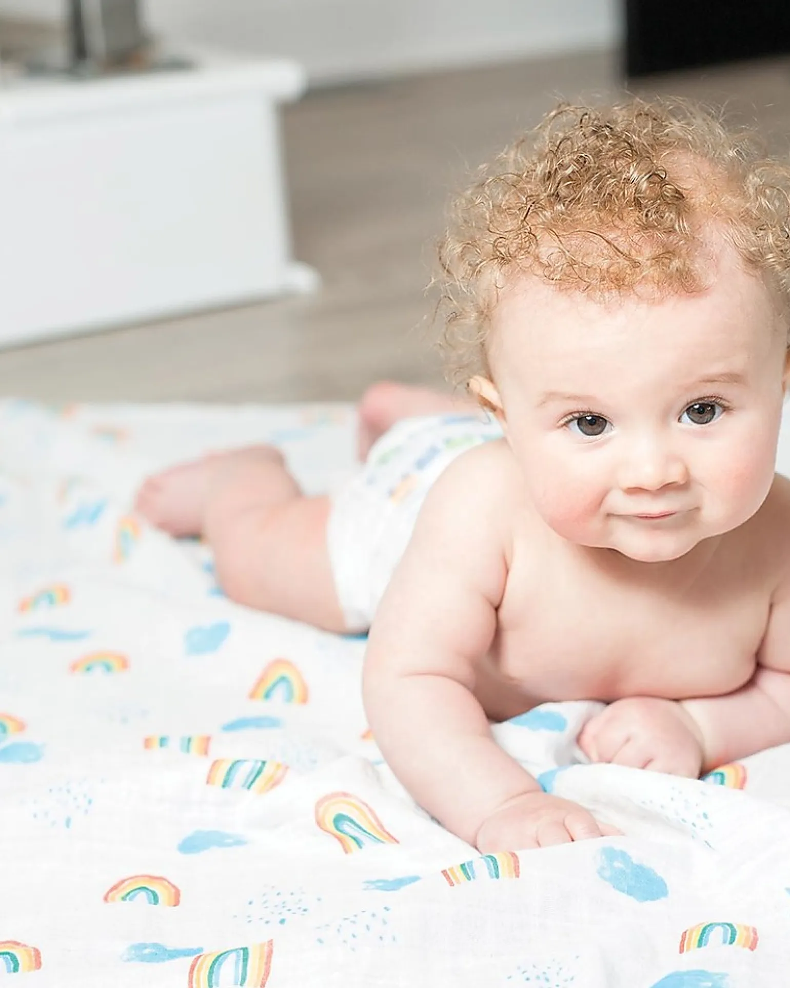 Copertina Swaddle 120 x 120 cm, Rainbow Sky - 100% mussola di cotone