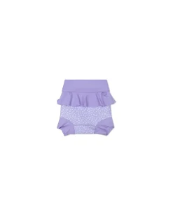 Costumino Contenitivo con Volant - Lilla - Leopardato - Tessuto UPF 50+