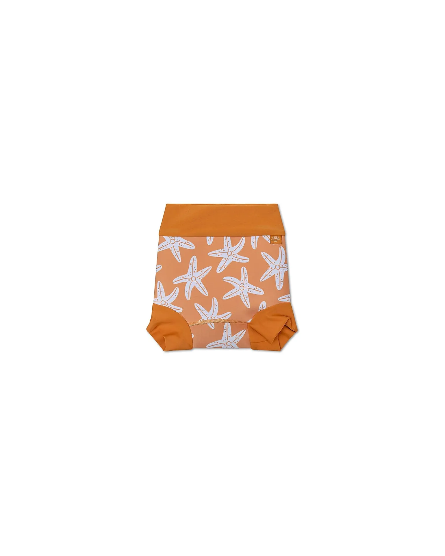 Costumino Contenitivo con Volant - Arancione - Stelle Marine - Tessuto UPF 50+