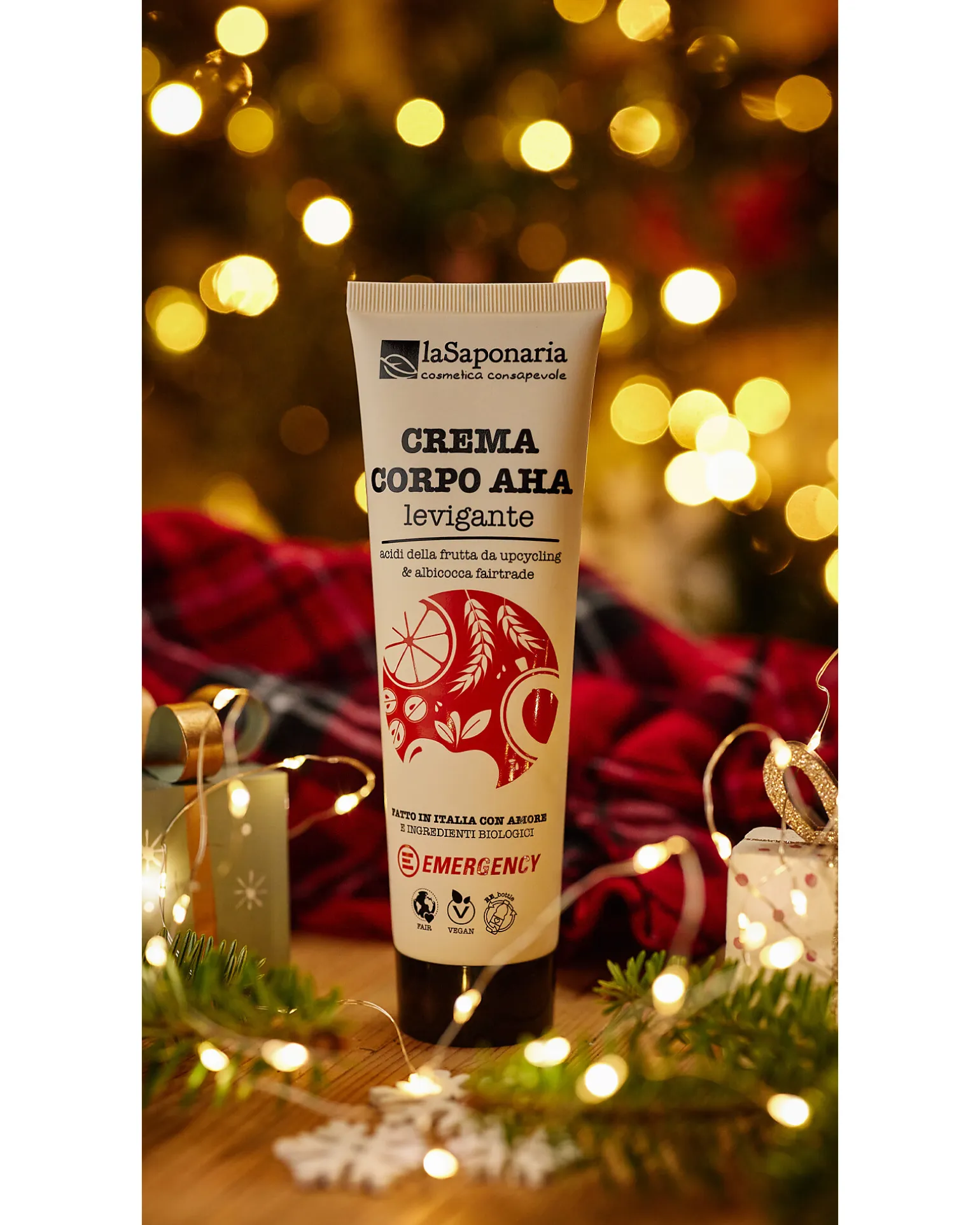Crema Corpo AHA Levigante - Ricino e Noccioli di Albicocca - 150 ml - La Saponaria per Emergency