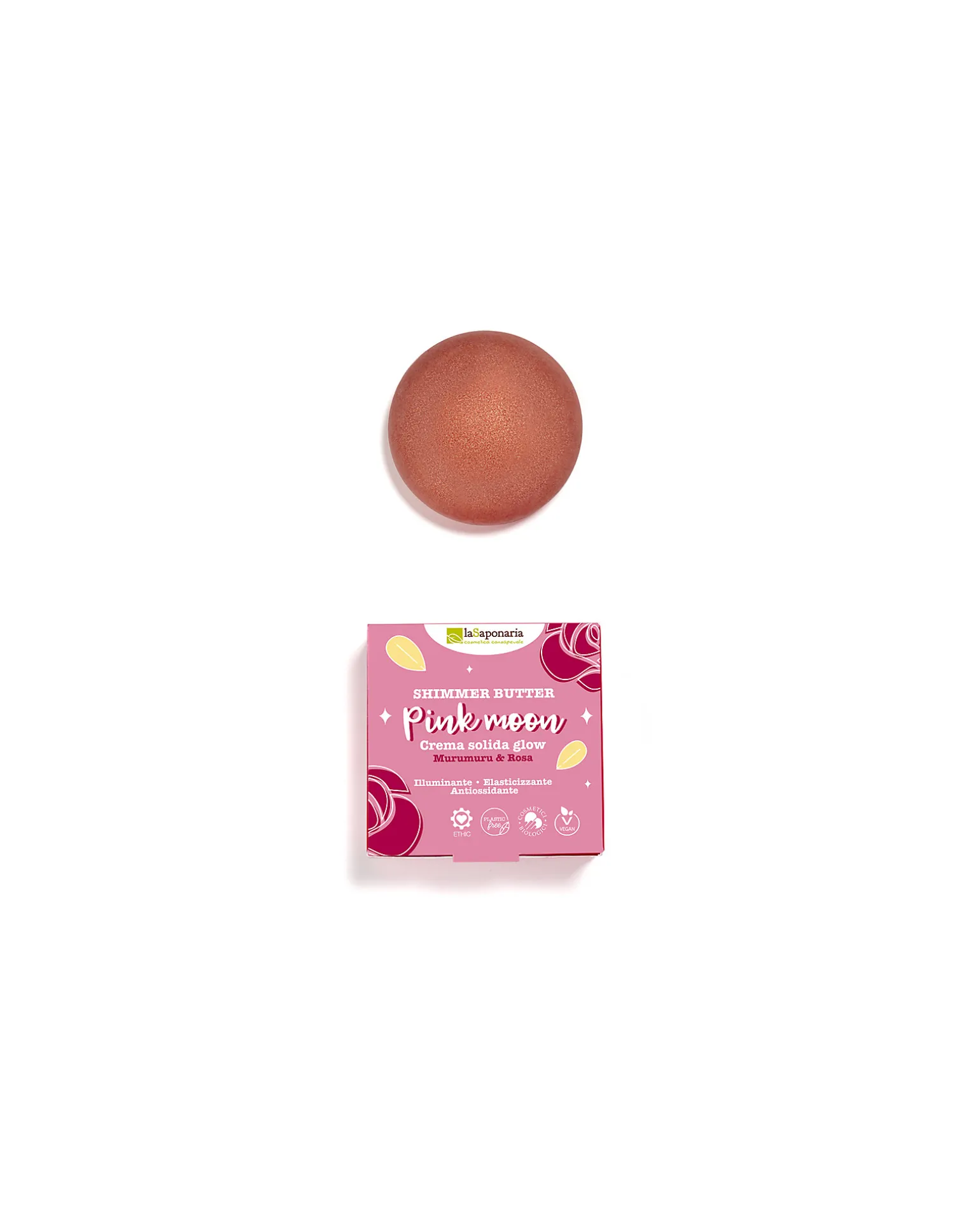 Crema Corpo Solida Pink Moon - Murumuru e Rosa - 80 ml - Illuminante