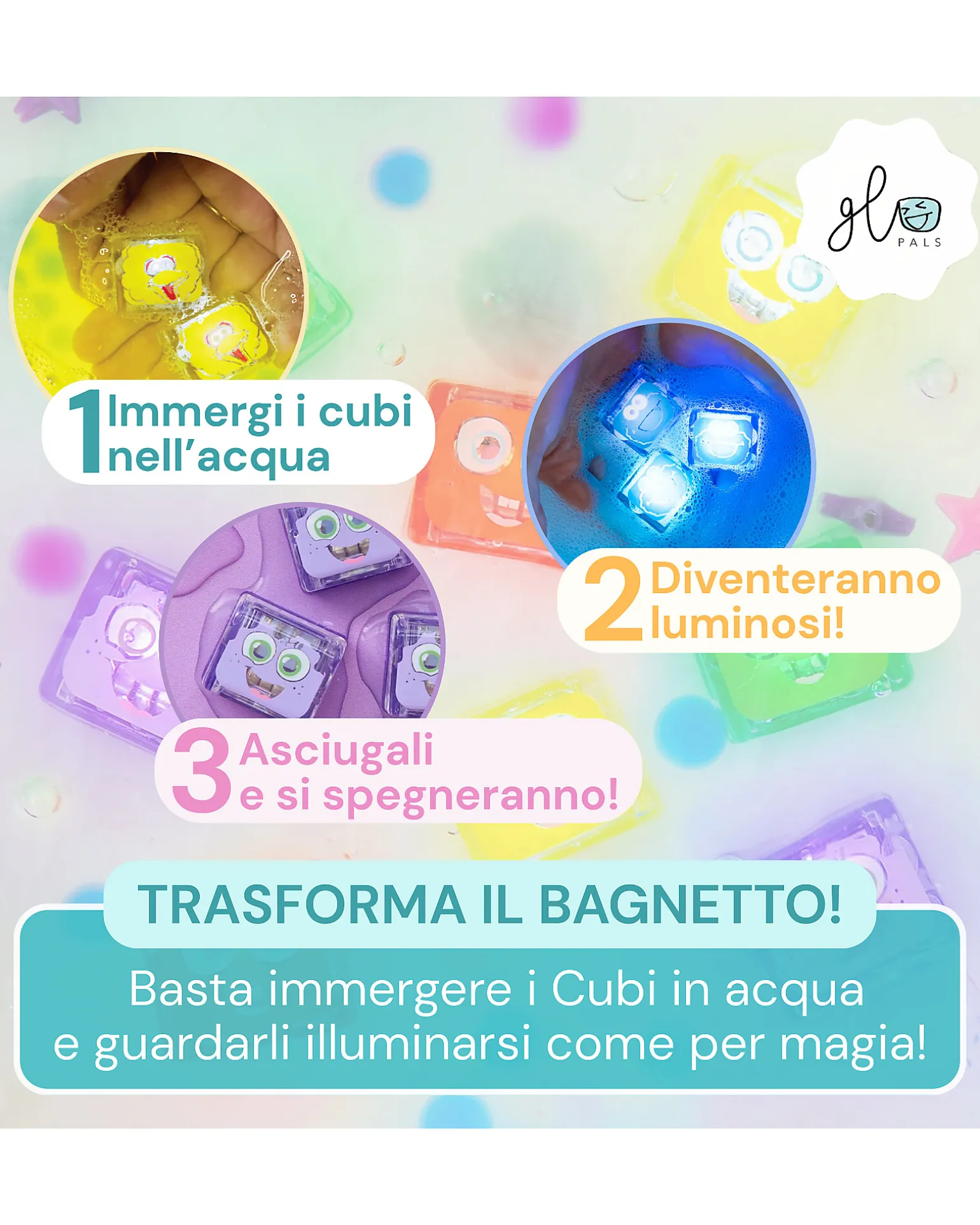 Cubi Luminosi Blair - Blu - Set da 4 - Adatto da 3 Anni