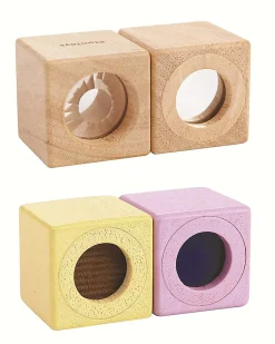Cubi Sensoriali in Legno - Sviluppo Visivo, Uditivo e Tattile