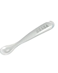 Cucchiaio Ergonomico Prime Pappe - Silicone - Grigio - Maneggevole per gli Adulti e Delicato per i Bambini