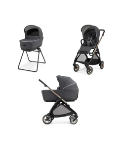Electa System Quattro DUO - Garage Grey - Passeggino + Culla Standup + Telaio Bronze Black