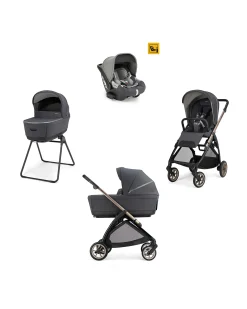 Electa System Quattro - Garage Grey - Passeggino + Culla Standup + Seggiolino Auto Darwin Infant I-Size + Telaio Bronze Black