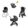 Electa System Quattro - Garage Grey - Passeggino + Culla Standup + Seggiolino Auto Darwin Recline EVO + Telaio Bronze Black