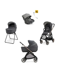Electa System Quattro - Garage Grey - Passeggino + Culla Standup + Seggiolino Auto Darwin Recline EVO + Telaio Bronze Black