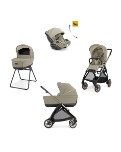 Electa System Quattro - Hangar Beige - Passeggino + Culla Standup + Seggiolino Auto Darwin Recline EVO + Telaio Bronze Black