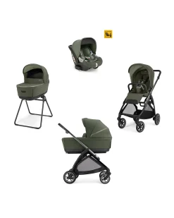 Electa System Quattro - Loft Green - Passeggino + Culla Standup + Seggiolino Auto Darwin Infant I-Size + Telaio Iron Black