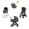 Electa System Quattro - Loft Green - Passeggino + Culla Standup + Seggiolino Auto Darwin Recline EVO + Telaio Iron Black
