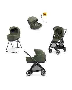 Electa System Quattro - Loft Green - Passeggino + Culla Standup + Seggiolino Auto Darwin Recline EVO + Telaio Iron Black