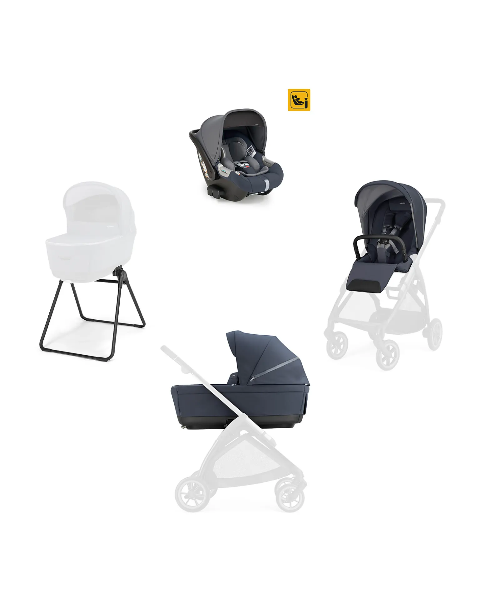 Electa System Quattro - Rooftop Blue - Seduta All Season + Culla Open Up + Standup + Seggiolino Auto Darwin Recline