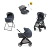 Electa System Quattro - Rooftop Blue - Passeggino + Culla Standup + Seggiolino Auto Darwin Recline EVO + Telaio Iron Black