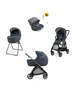 Electa System Quattro - Rooftop Blue - Passeggino + Culla Standup + Seggiolino Auto Darwin Recline EVO + Telaio Iron Black