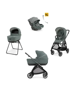 Electa System Quattro - Studio Grey - Passeggino + Culla Standup + Seggiolino Auto Darwin Recline EVO + Telaio Iron Black