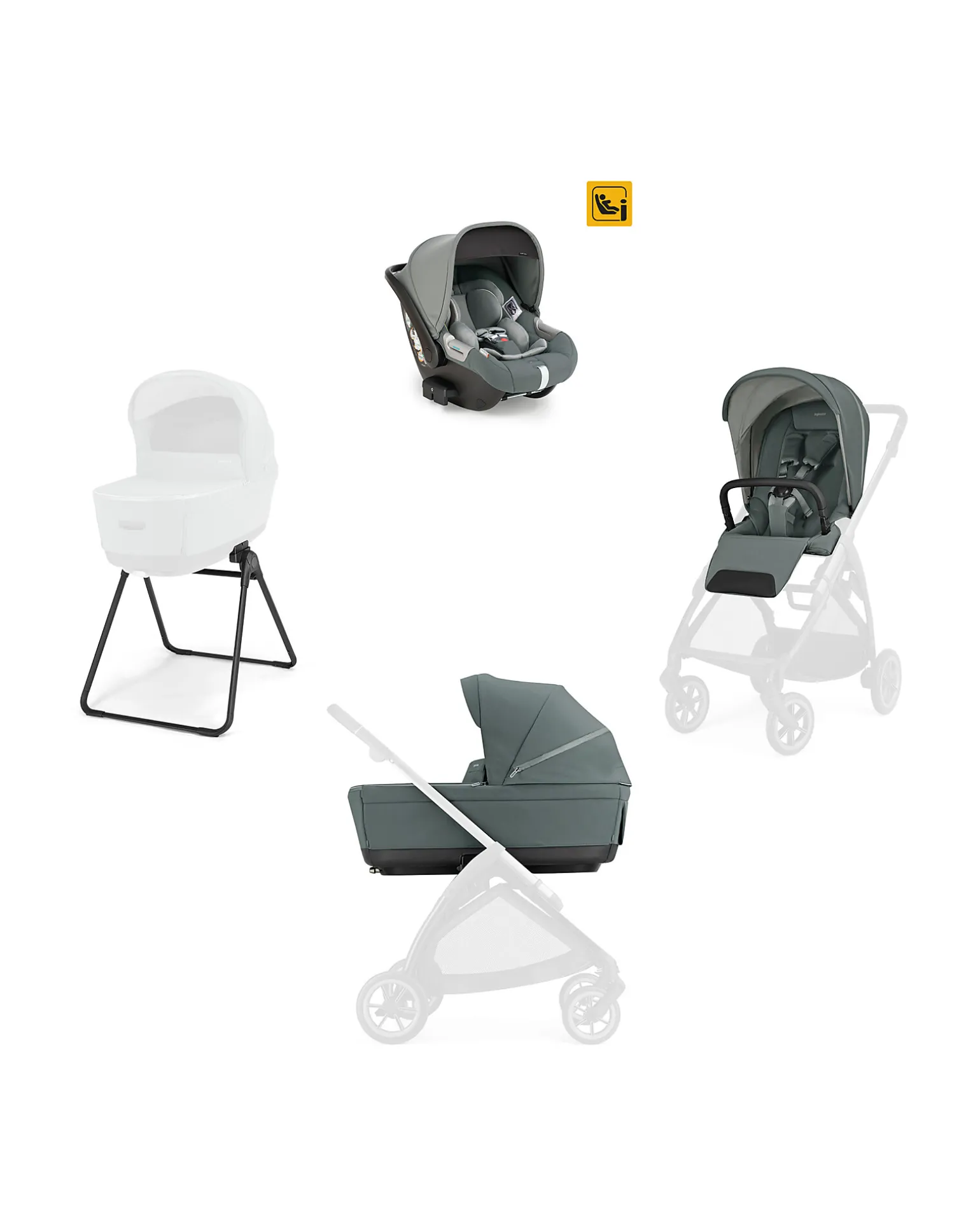 Electa System Quattro - Studio Grey - Seduta All Season + Culla Open Up + Standup + Seggiolino Auto Darwin