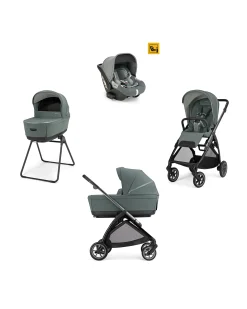 Electa System Quattro - Studio Grey - Passeggino + Culla Standup + Seggiolino Auto Darwin Infant I-Size + Telaio Iron Black