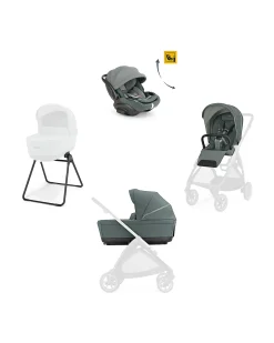 Electa System Quattro - Studio Grey - Passeggino + Culla Standup + Seggiolino Auto Darwin Recline EVO + Telaio Iron Black+ Base Rotante Darwin 360°