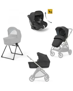 Electa System Trio - Upper Black - Seduta Passeggino + Culla Standup + Seggiolino Auto Darwin Recline