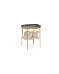 Fasciatoio Sleepi Ovale - Naturale - Materassino Imbottito Incluso - Realizzato con Legno di Faggio