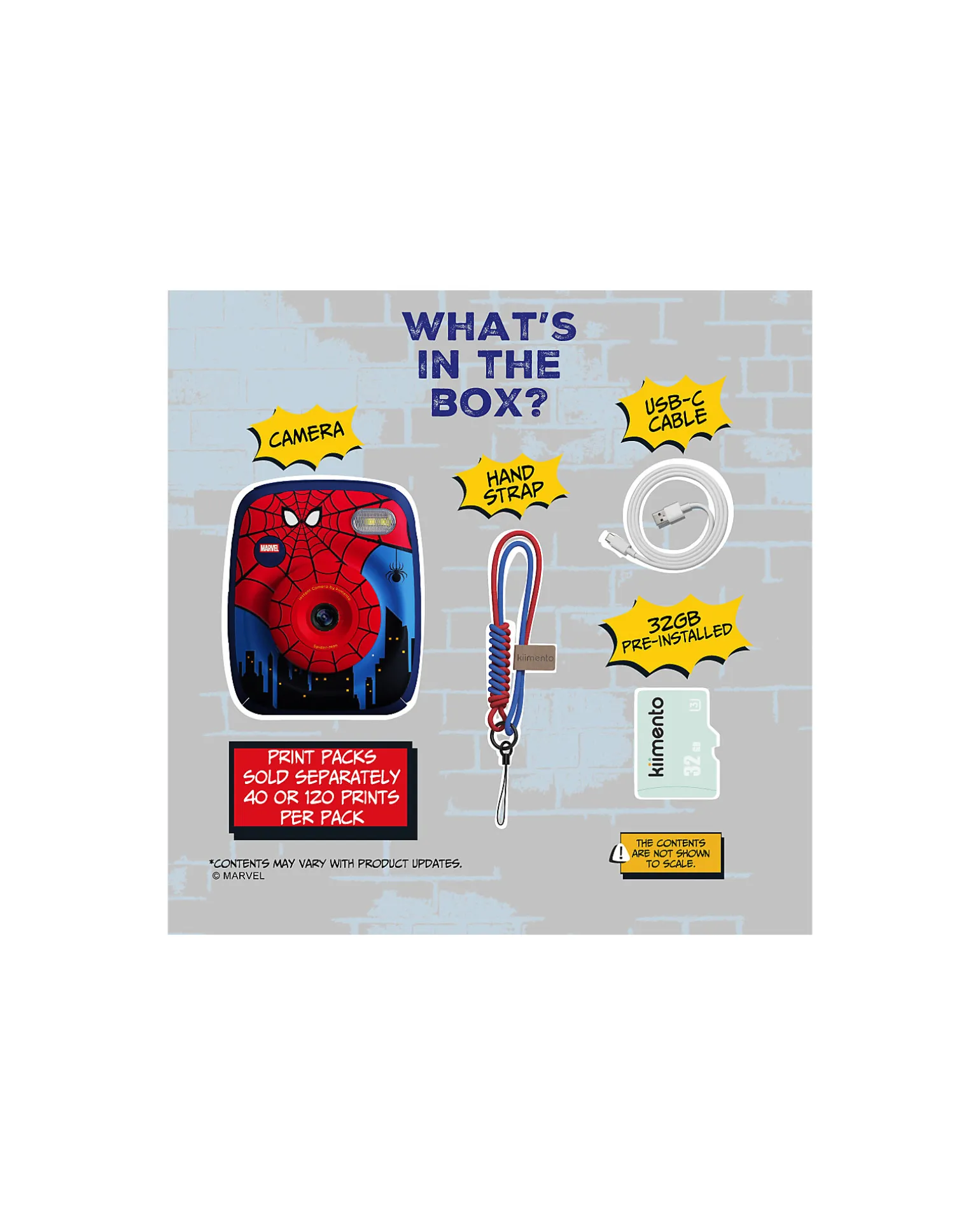 Fotocamera Istantanea Digitale Kiimento - Spider-Man - Stampa Ink-Free - Dai 8 Anni