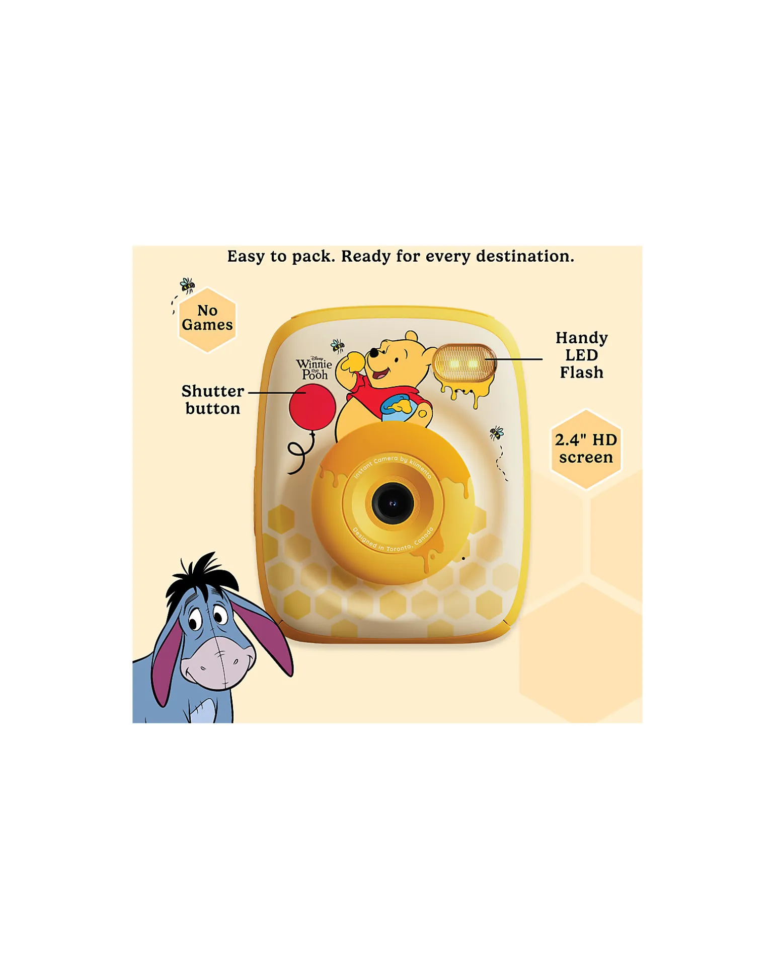 Fotocamera Istantanea Digitale Kiimento - Winnie the Pooh - Stampa Ink-Free - Dai 8 Anni