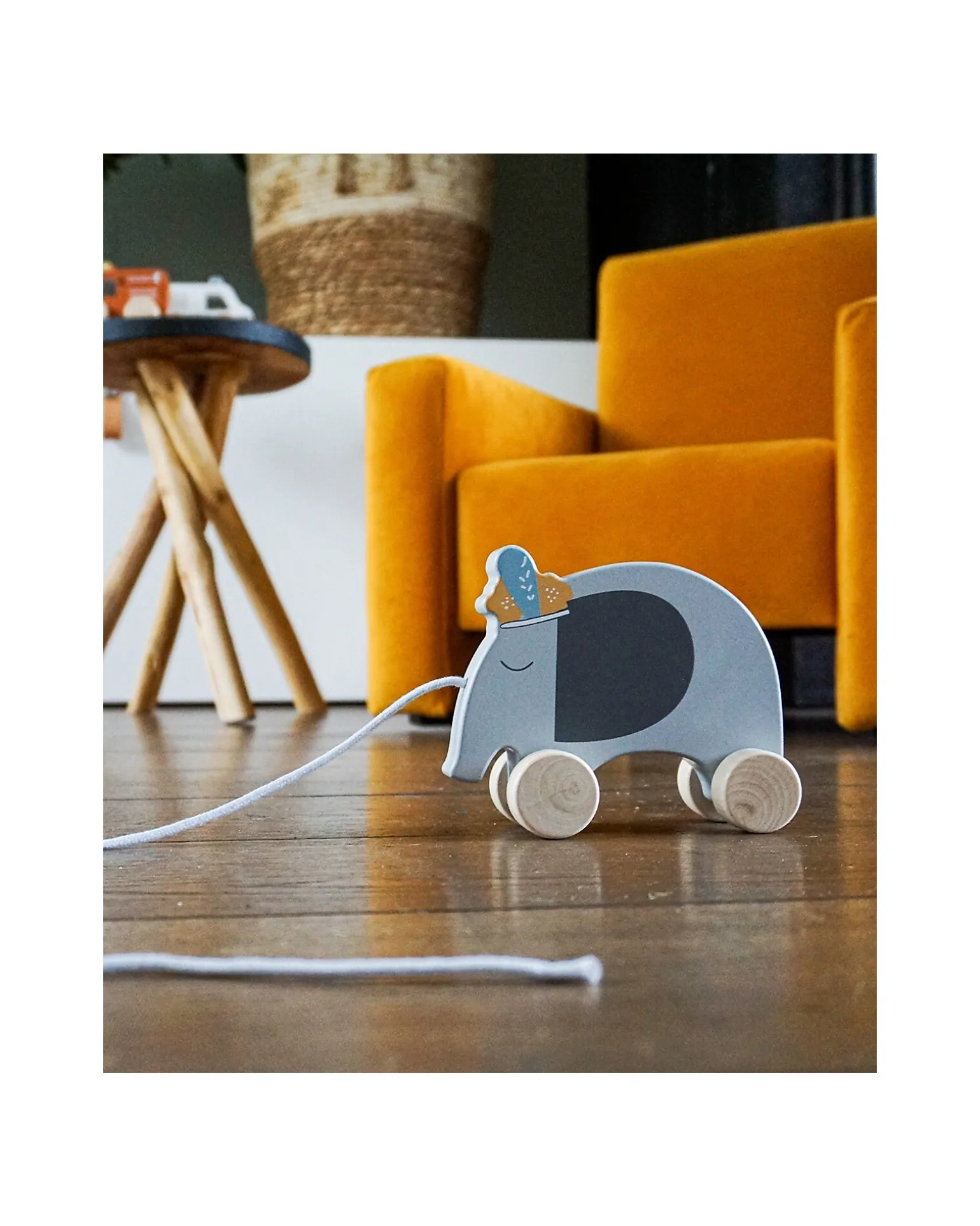 Giocattolo da Trainare in Legno - Elefante - Incoraggia il Movimento - 10+ m