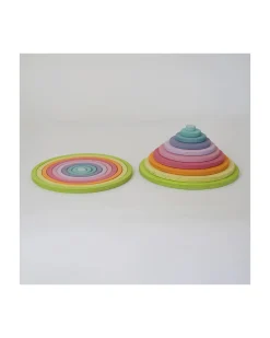 Gioco in Legno Anelli e Cerchi Concentrici - Pastello - 20 pezzi