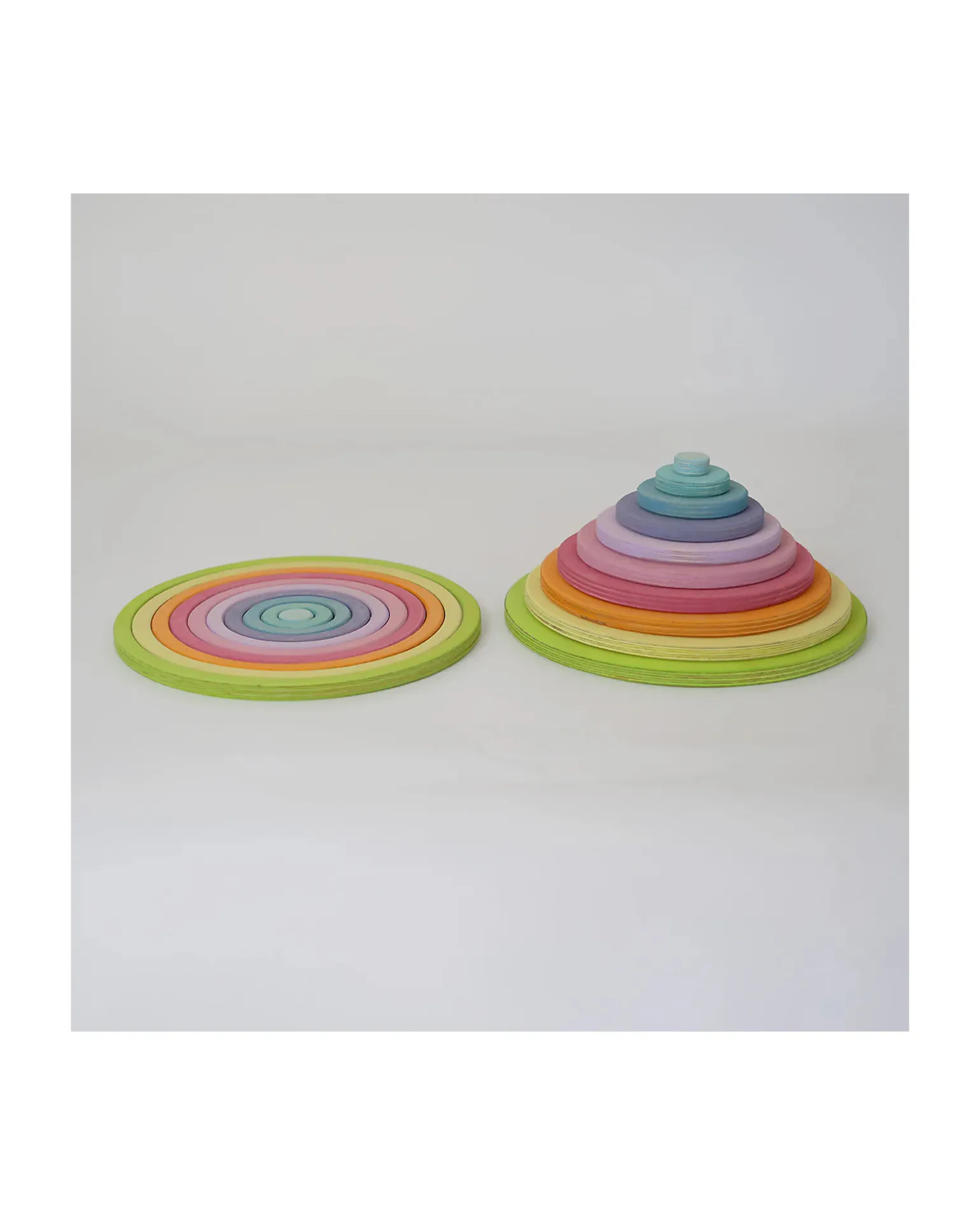 Gioco in Legno Anelli e Cerchi Concentrici - Pastello - 20 pezzi