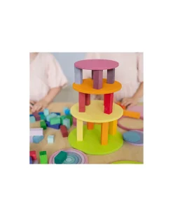 Gioco in Legno Anelli e Cerchi Concentrici - Pastello - 20 pezzi