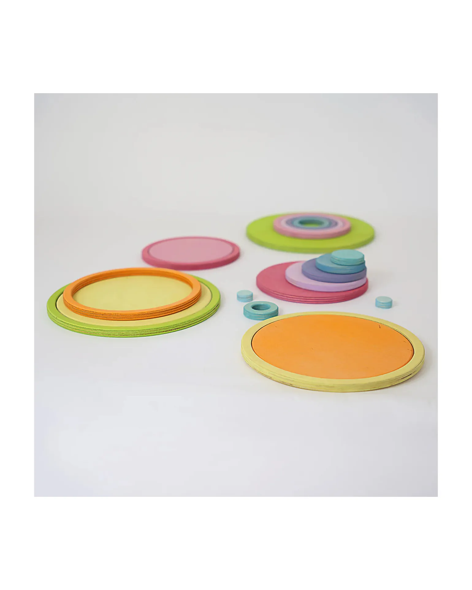 Gioco in Legno Anelli e Cerchi Concentrici - Pastello - 20 pezzi