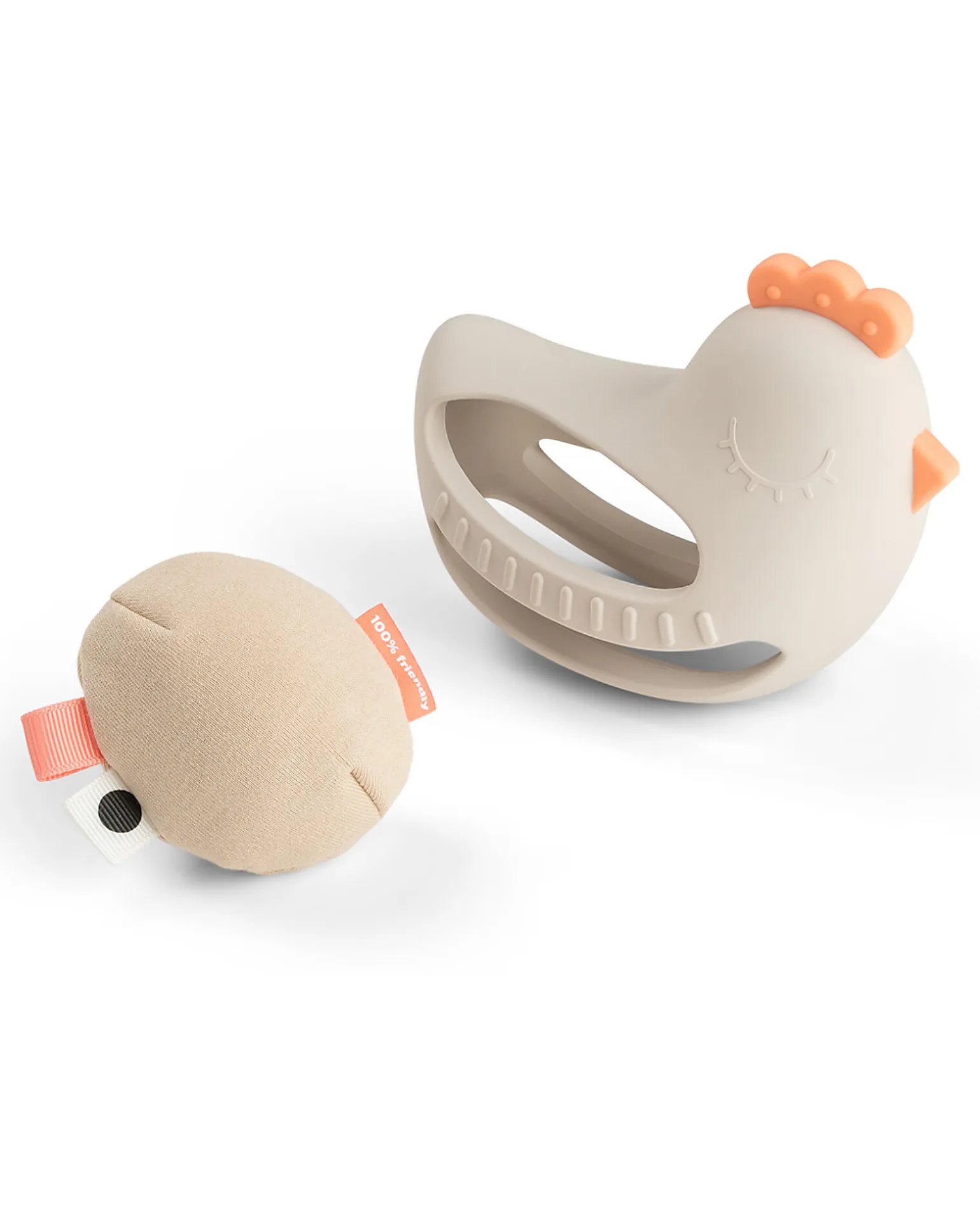 Gioco Multisensoriale 2-in-1 - Massaggiagengive e Sonaglio - Clucky - Sabbia - 3m+