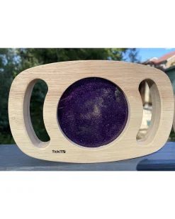 Gioco Sensoriale in Legno di Gomma FSC - Easy Hold - con Pannello Glitterato - Viola - 12m+