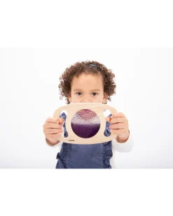 Gioco Sensoriale in Legno di Gomma FSC - Easy Hold - con Pannello Glitterato - Viola - 12m+