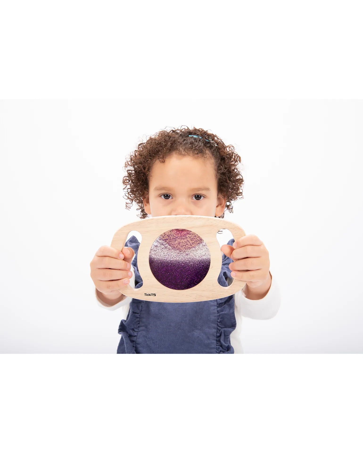 Gioco Sensoriale in Legno di Gomma FSC - Easy Hold - con Pannello Glitterato - Viola - 12m+