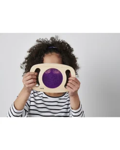 Gioco Sensoriale in Legno di Gomma FSC - Easy Hold - con Pannello Glitterato - Viola - 12m+
